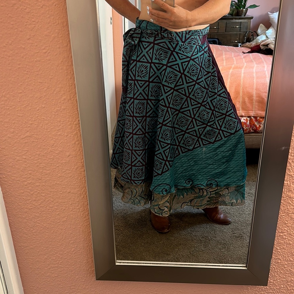 Darn Good Yarn Sari Silk Wrap Skirt reversible and convertible